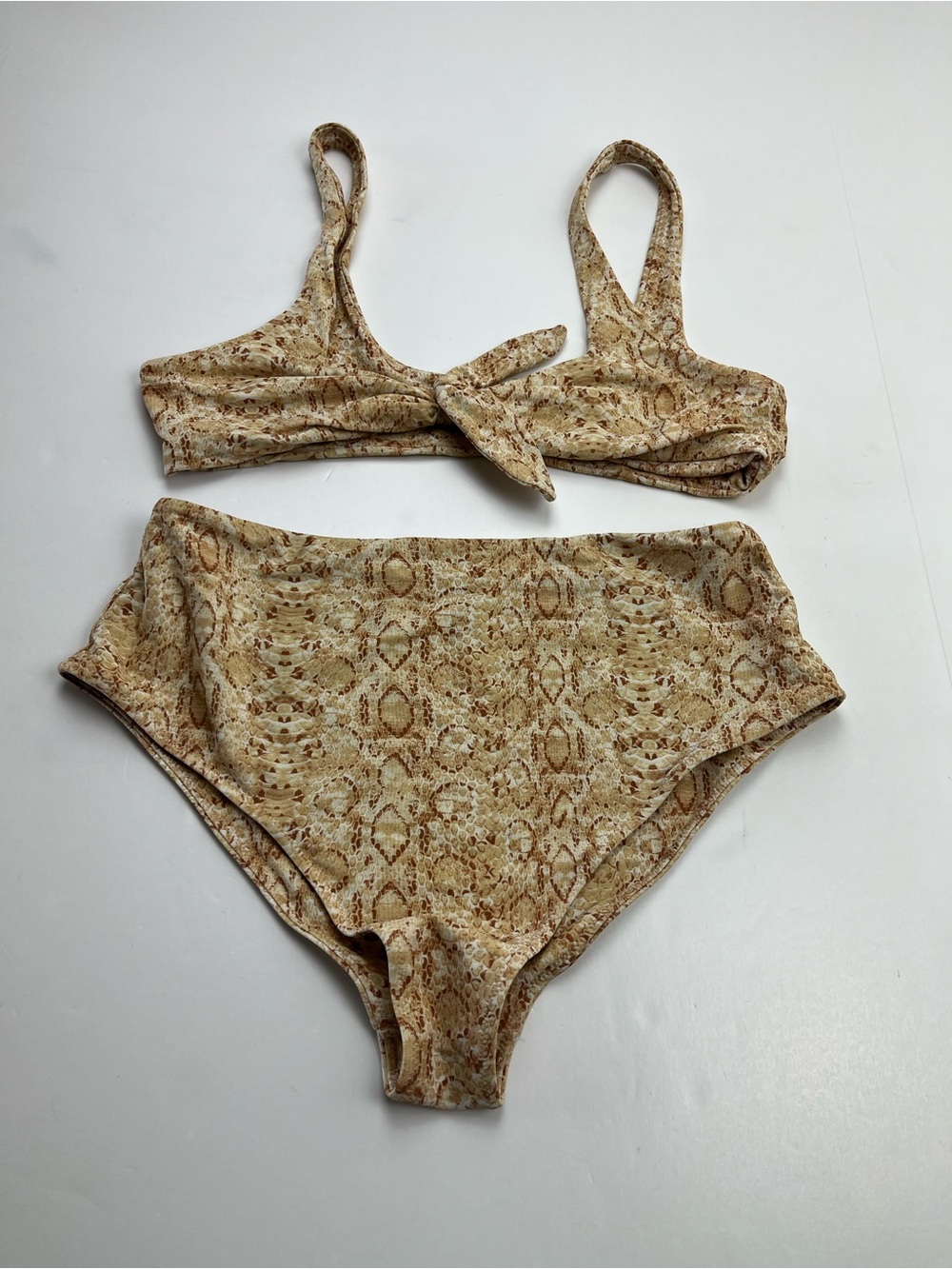 Show‎ Me Your Mumu High-Waisted Reptile Snake Print Bikini Set Womens XL Swim
